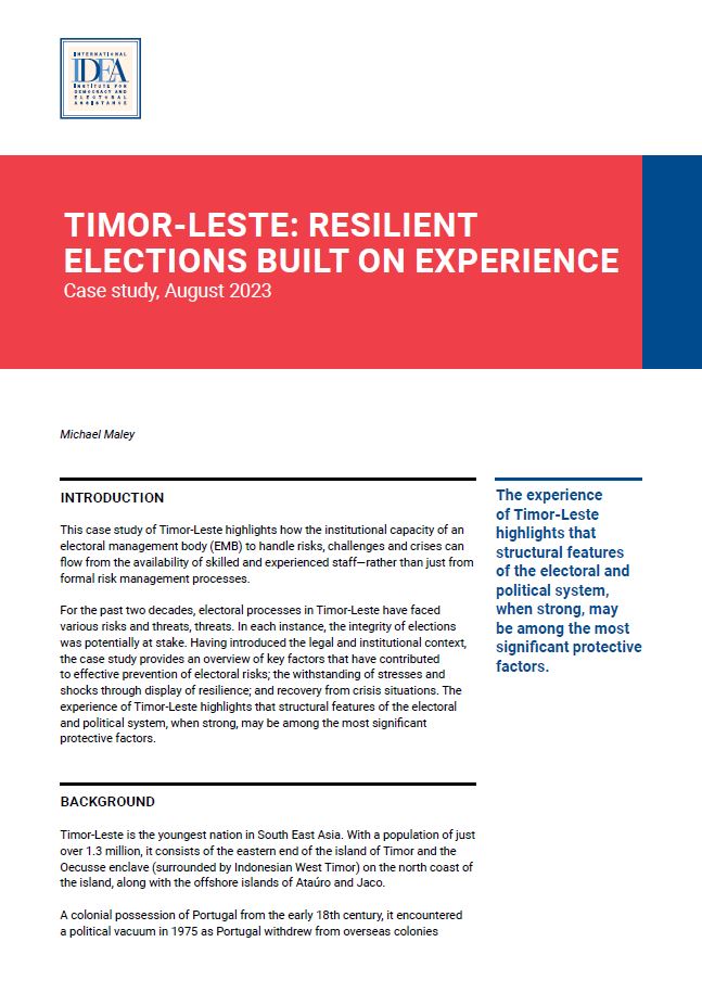 Timor-Leste: Resilience Built on Experience | International IDEA